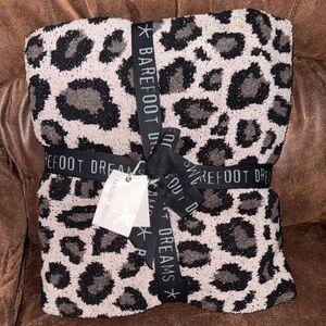 Barefoot Dreams Black and Cream Animal Print Throw
